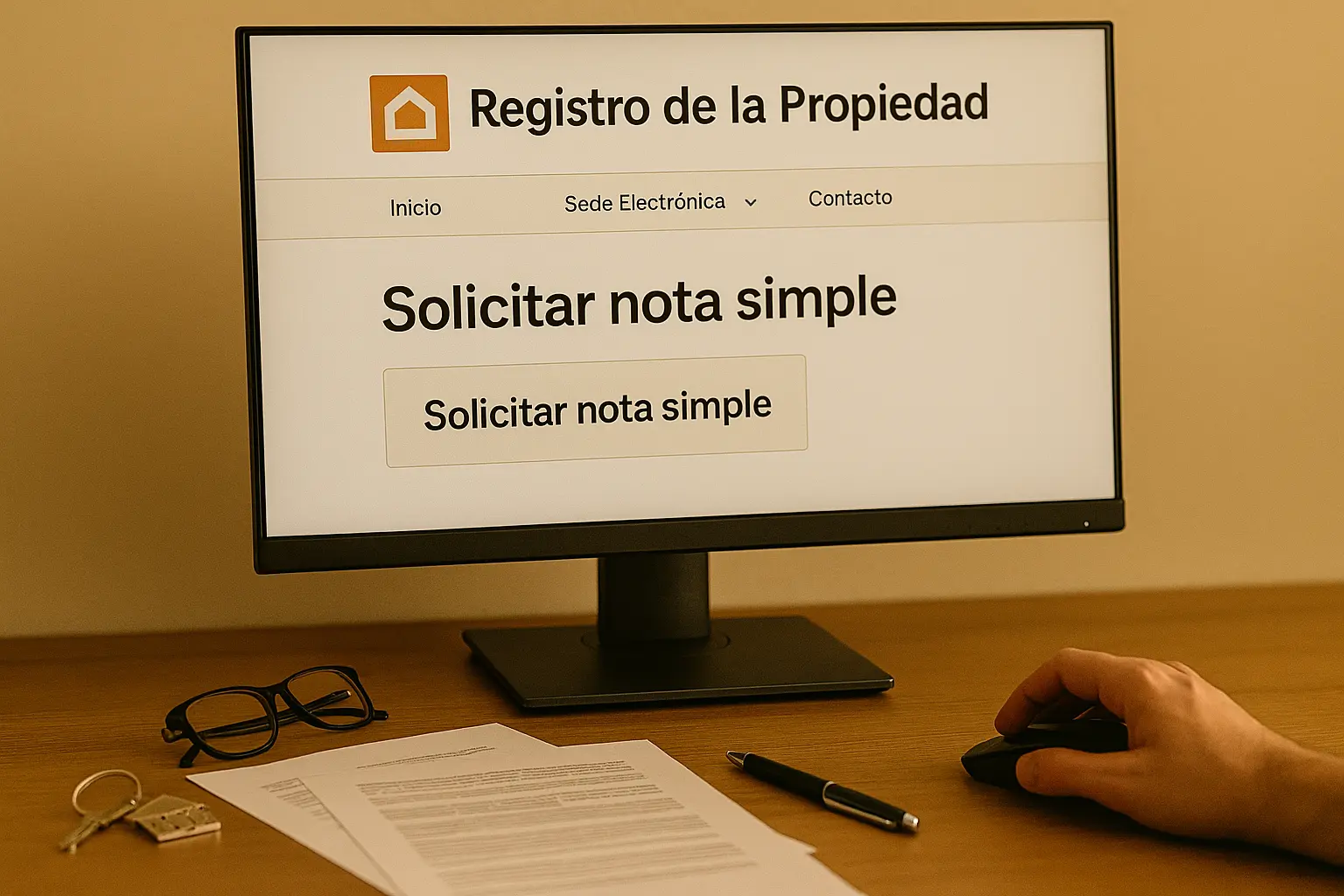 Documento de nota simple mostrando propietario y cargas registrales